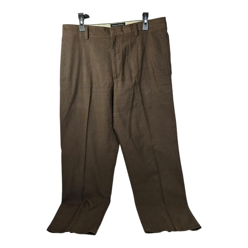 Banana Republic Mens Brown Corduroy Flat Front Casual Dress Pants 36x32 Y2K Flaw